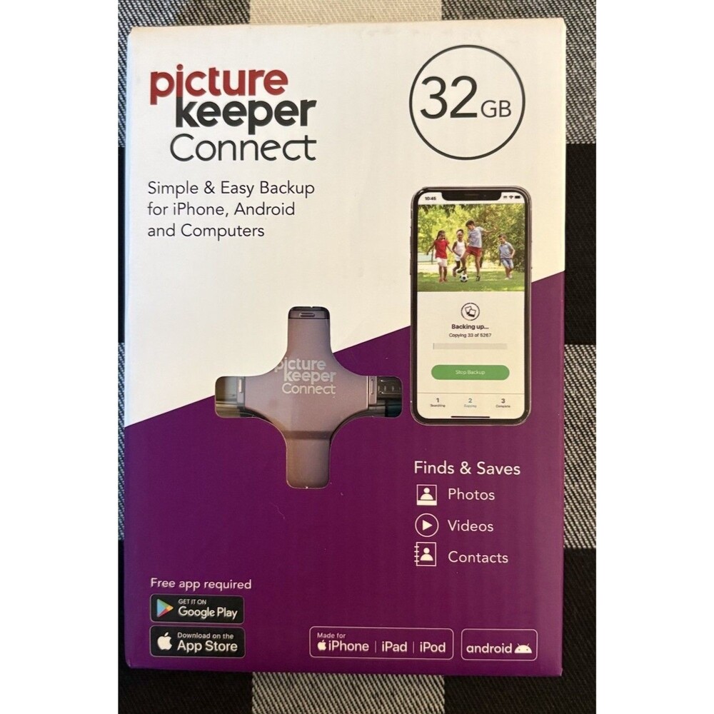 Picture Keeper Connect 32GB Photo Backup USB Flash Drive for iPhone Android PC